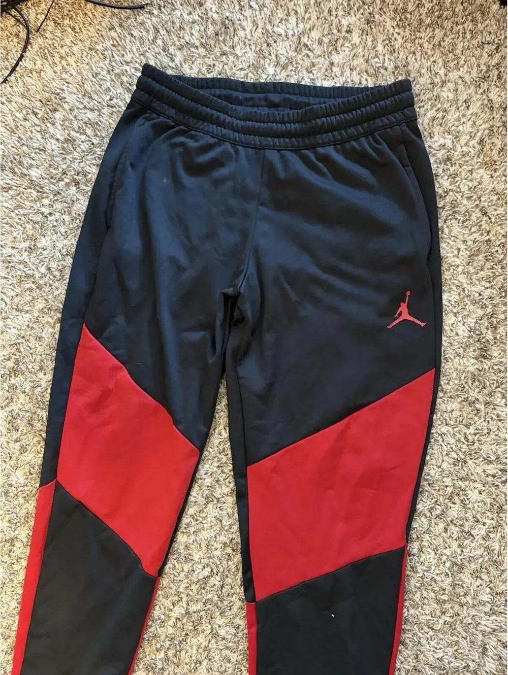 Jordan Men's Black Red 23 Alpha Therma Fleece Pants BV1313-010 Size Large